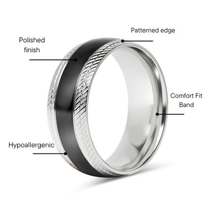 Black Center Stainless Steel Lined Pattern Edge Ring