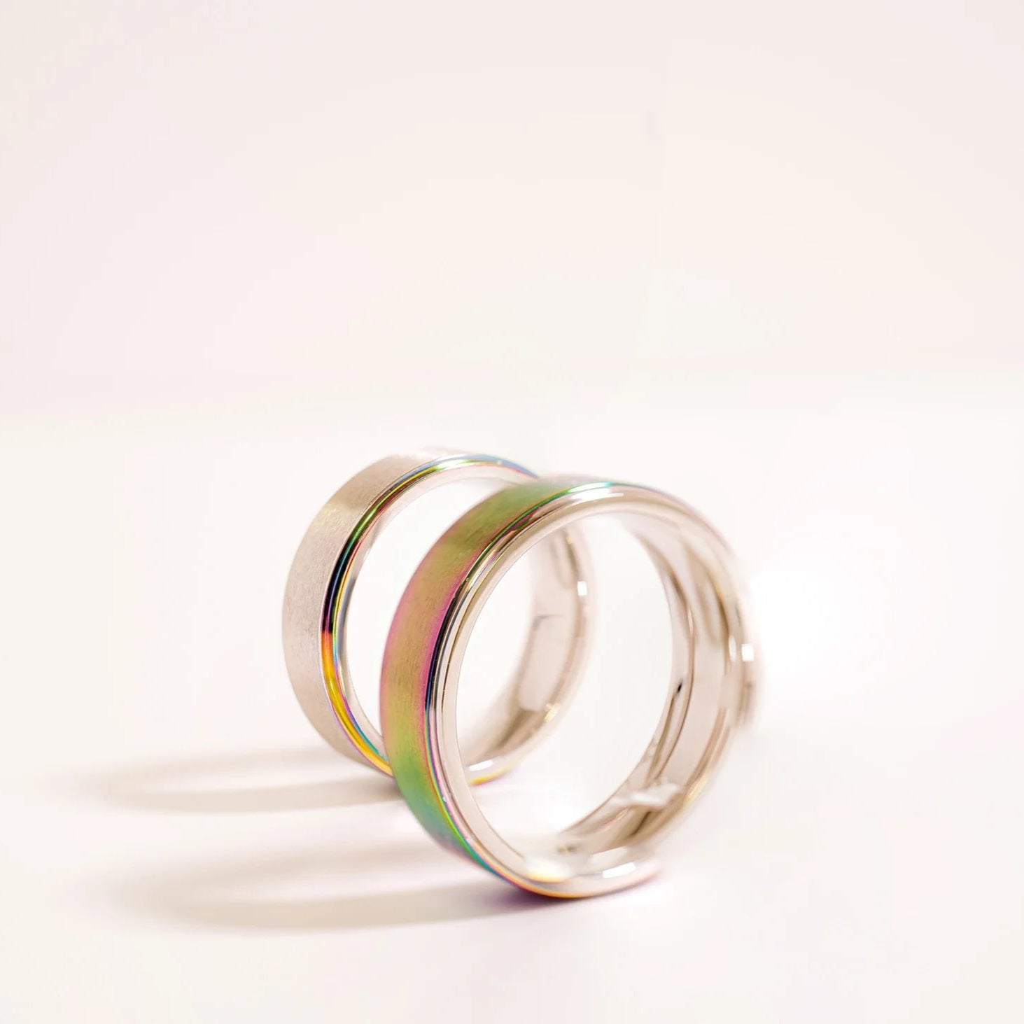 Stainless Steel Rainbow Edge Brushed Center Ring