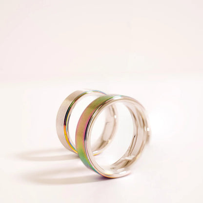 Stainless Steel Rainbow Edge Brushed Center Ring