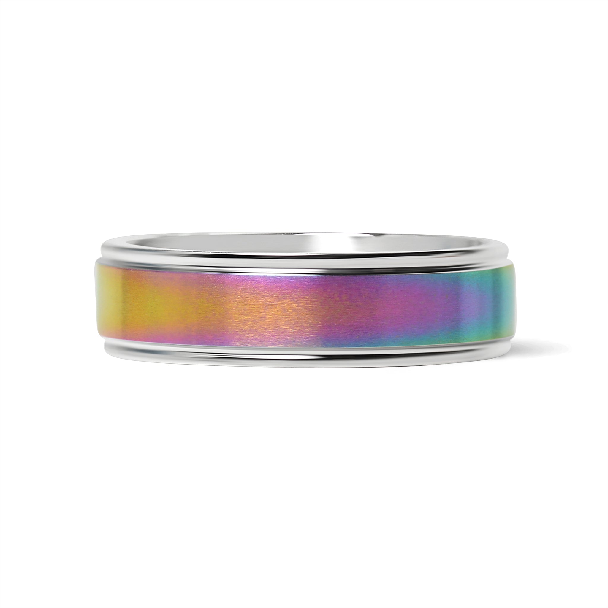 Stainless Steel Rainbow Center Polished Edge Ring