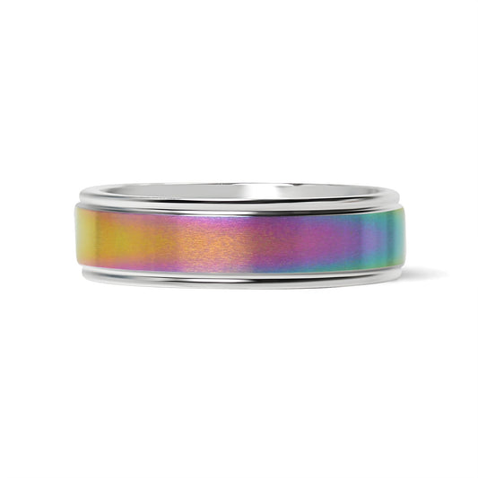 Stainless Steel Rainbow Center Polished Edge Ring