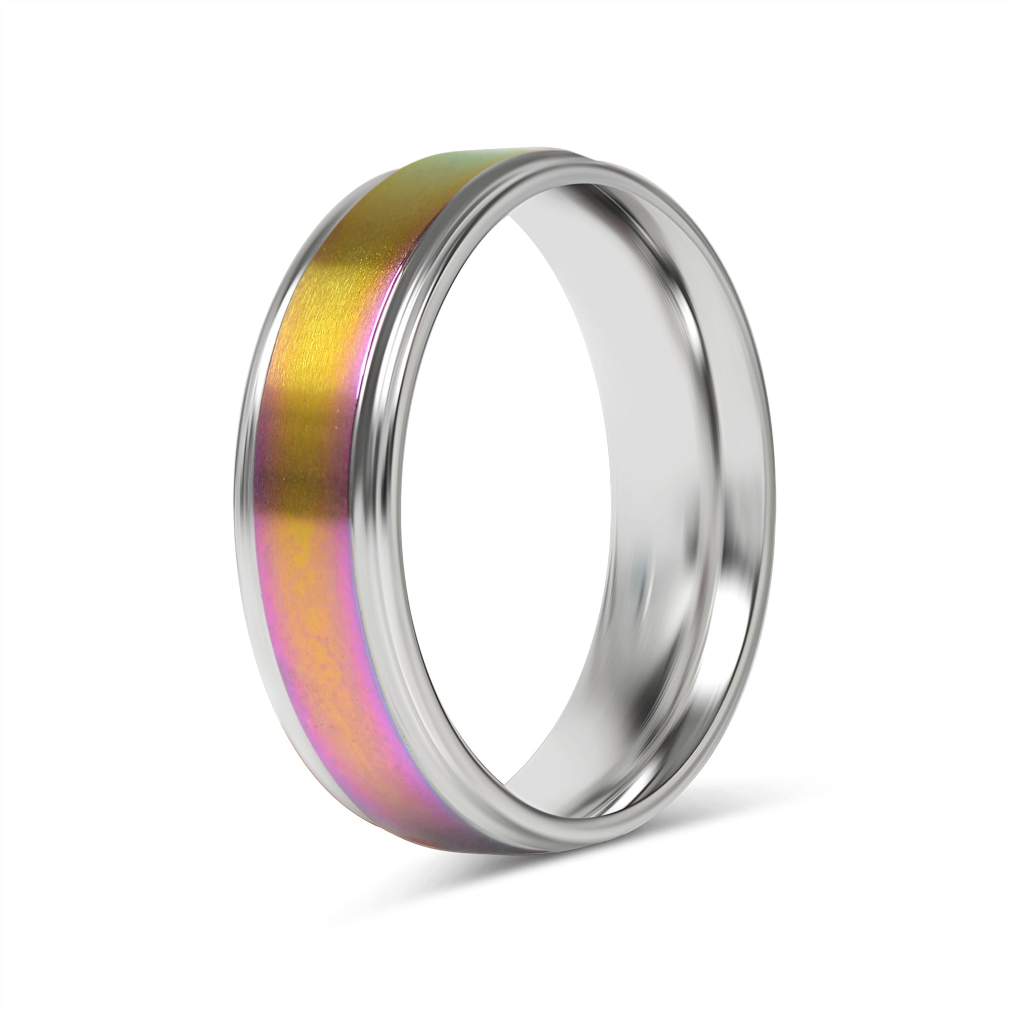 Stainless Steel Rainbow Center Polished Edge Ring