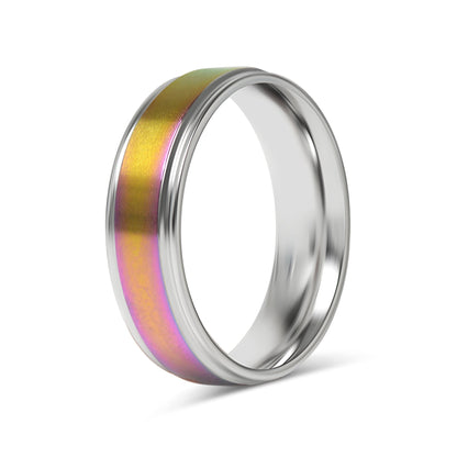 Stainless Steel Rainbow Center Polished Edge Ring
