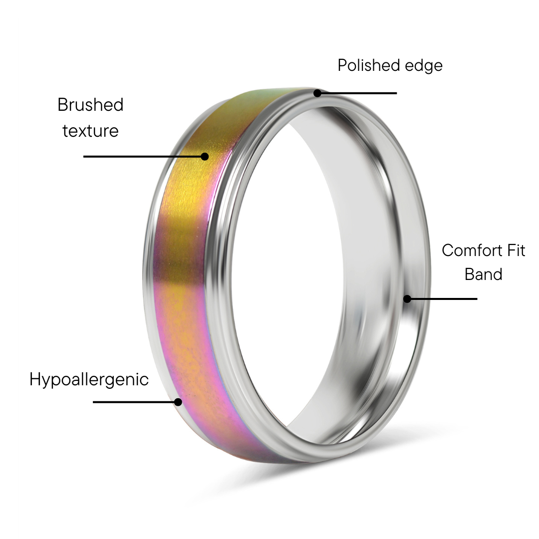 Stainless Steel Rainbow Center Polished Edge Ring