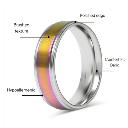 Stainless Steel Rainbow Center Polished Edge Ring