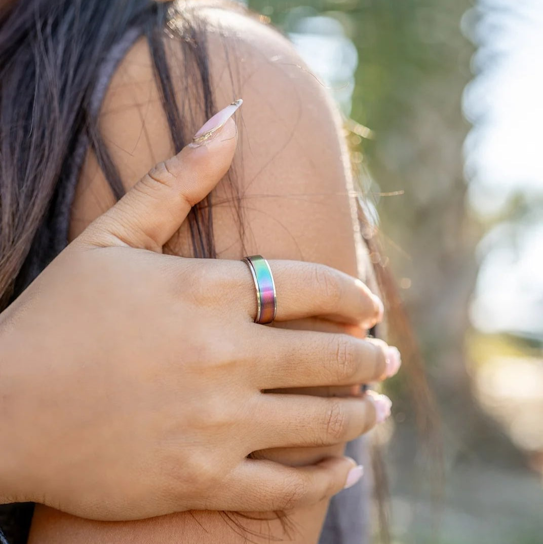 Stainless Steel Rainbow Center Polished Edge Ring