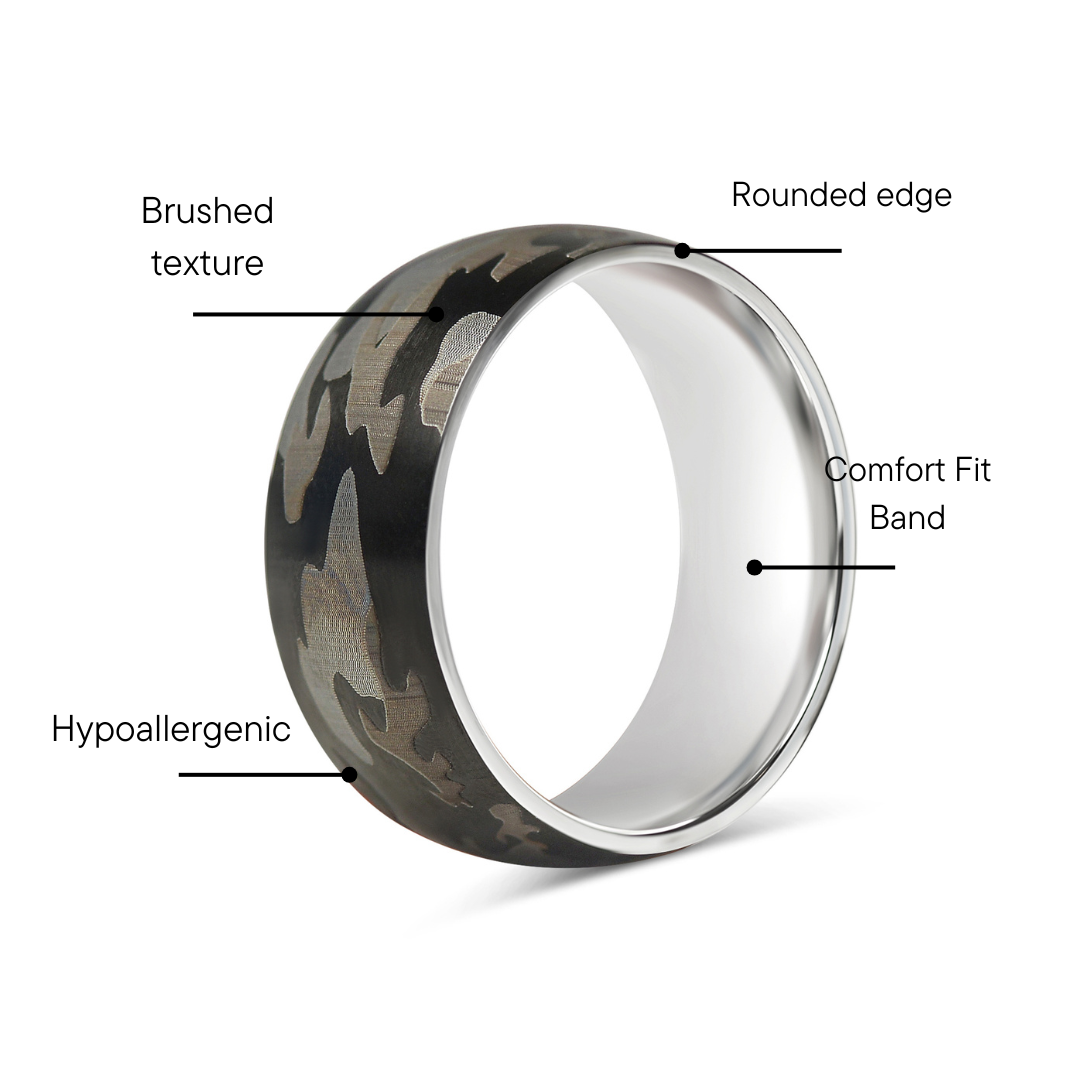 Stainless Steel Camouflage Blank Ring