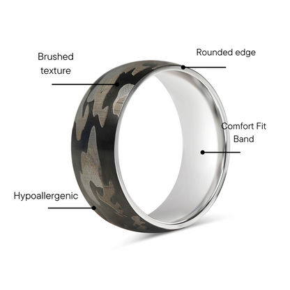 Stainless Steel Camouflage Blank Ring