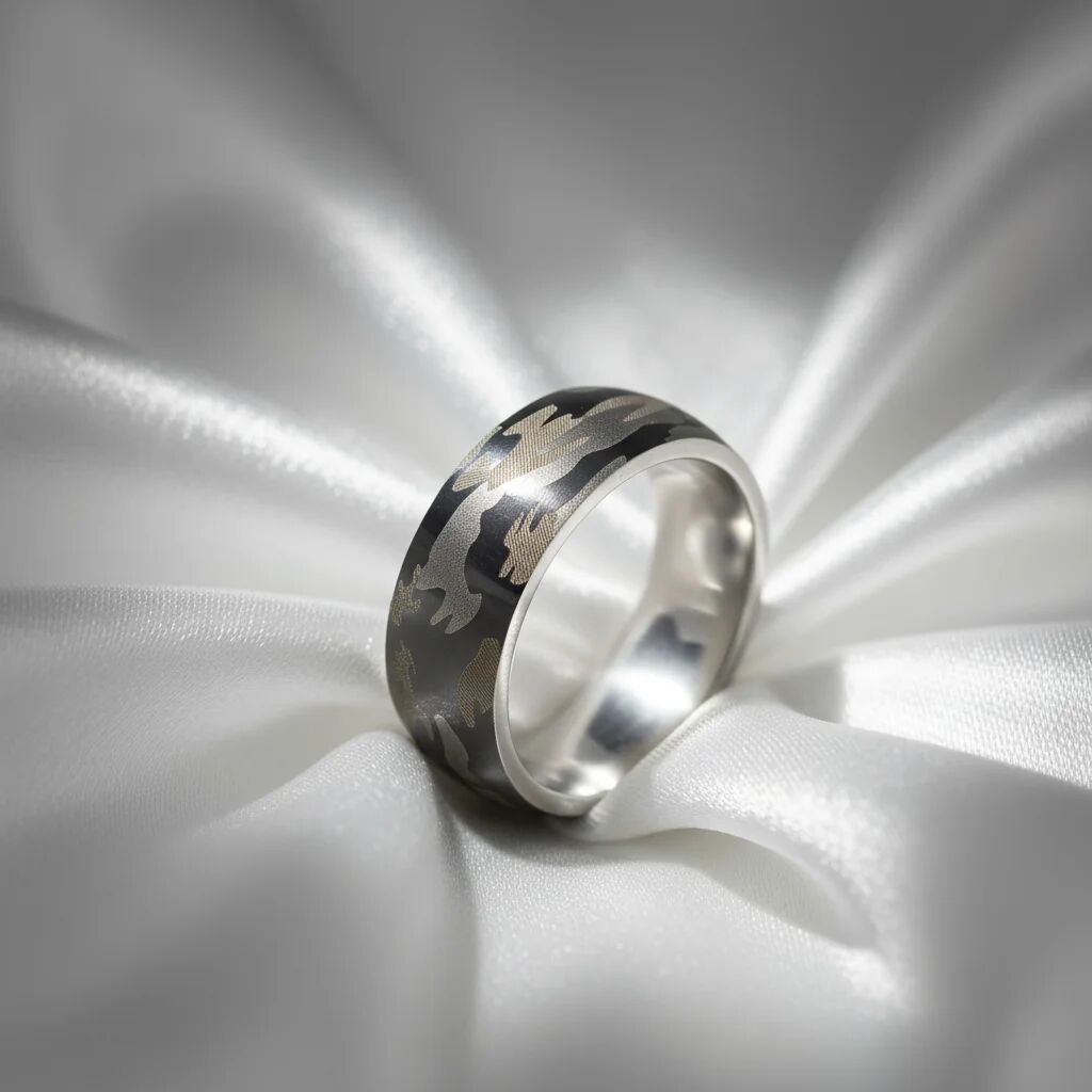 Stainless Steel Camouflage Blank Ring