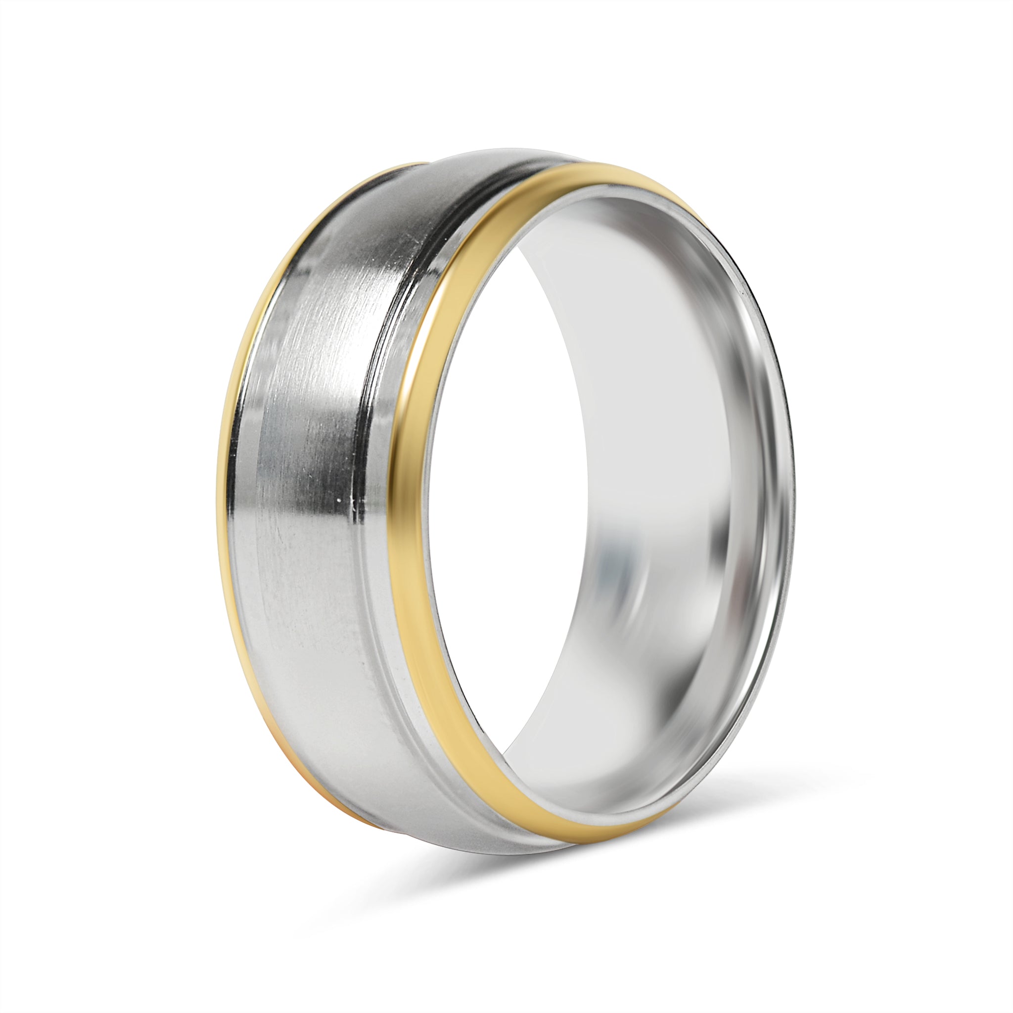 18K Gold PVD Stainless Steel Double Trim Brushed Center Ring