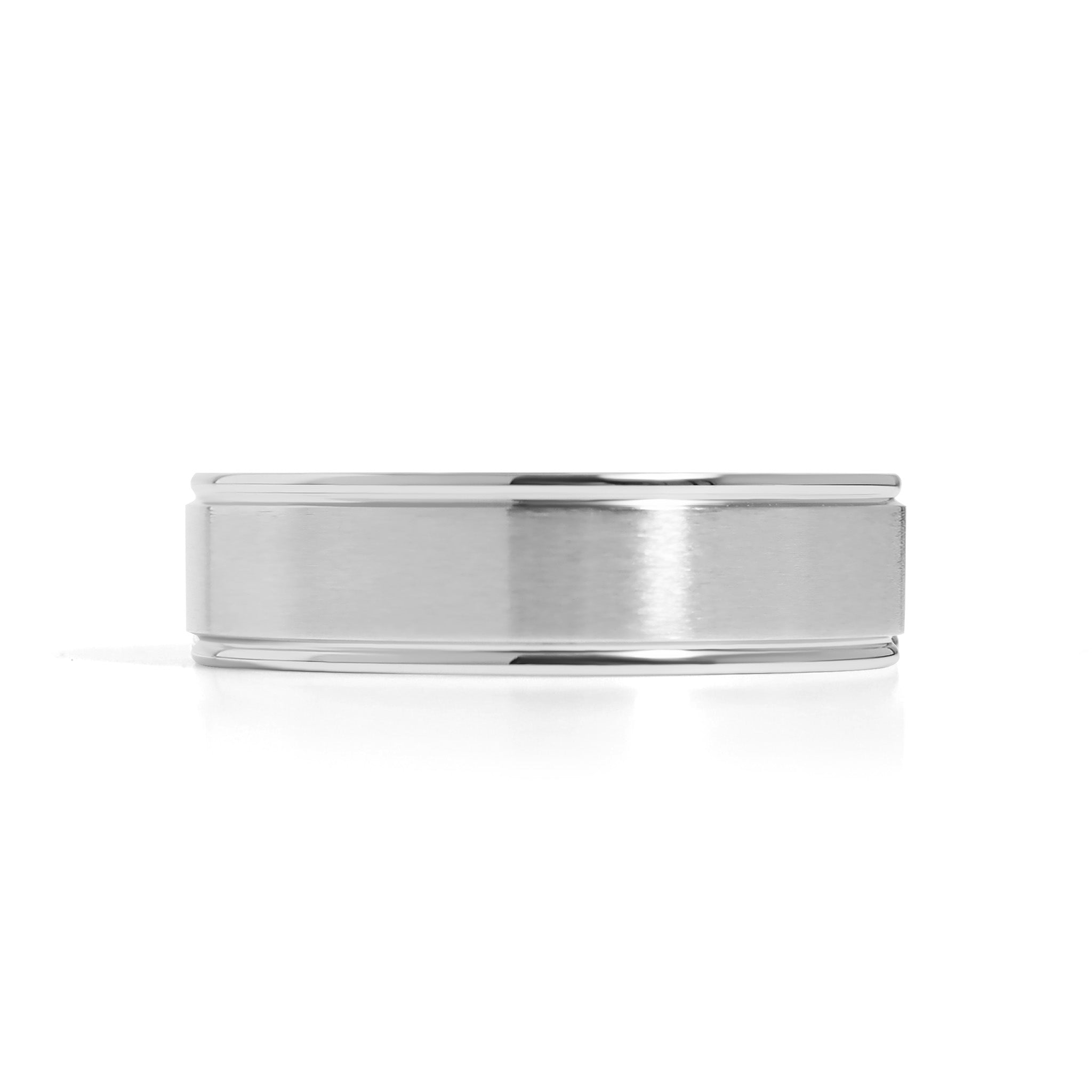 Stainless Steel Blank Ring Brushed Center Grooved Edge