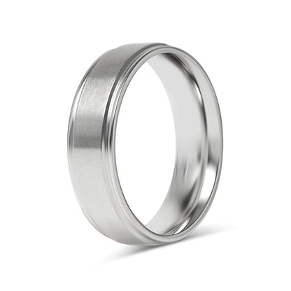 Stainless Steel Blank Ring Brushed Center Grooved Edge