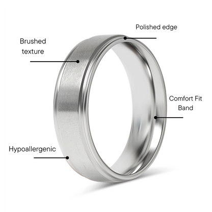 Stainless Steel Blank Ring Brushed Center Grooved Edge
