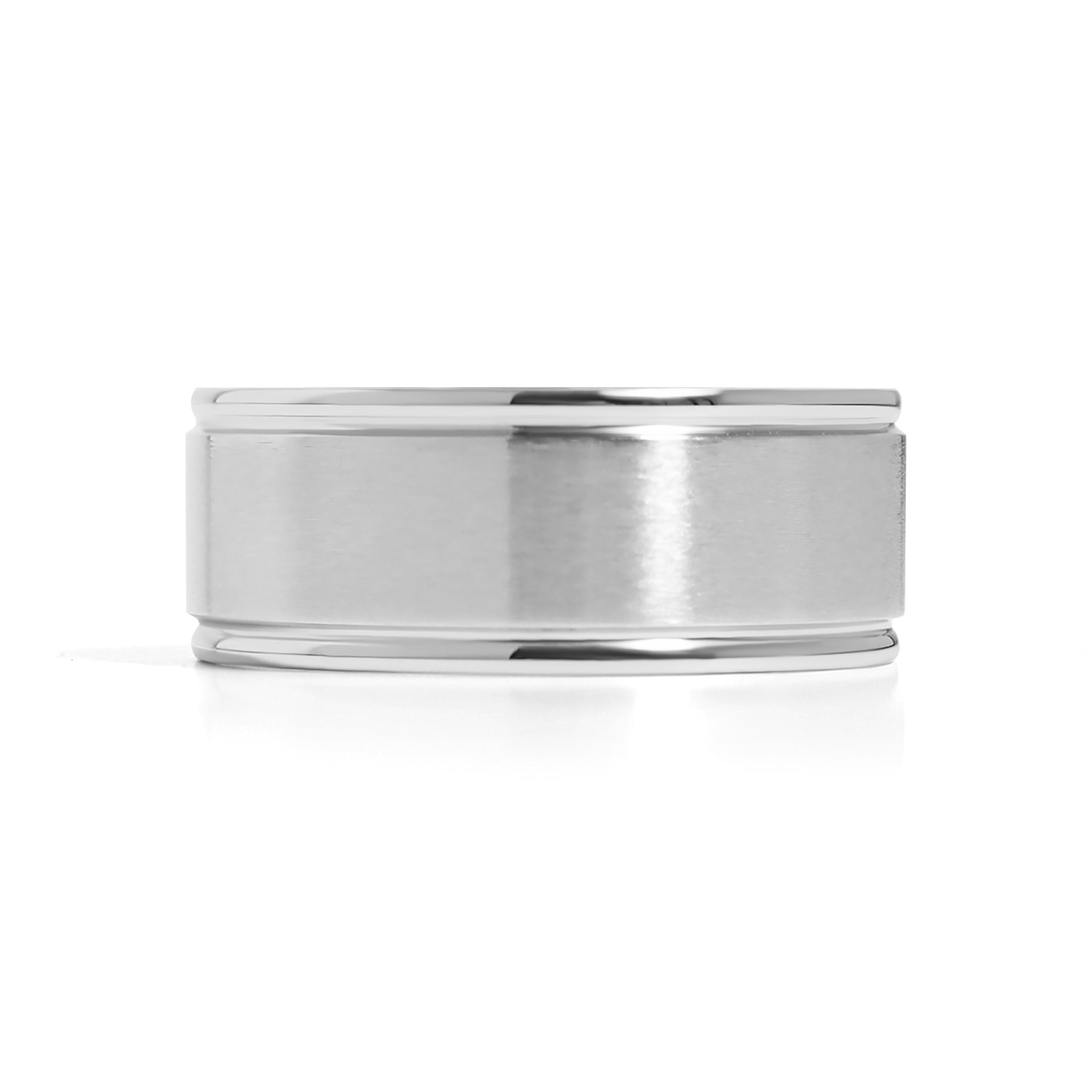 Stainless Steel Blank Ring Brushed Center Grooved Edge
