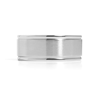 Stainless Steel Blank Ring Brushed Center Grooved Edge