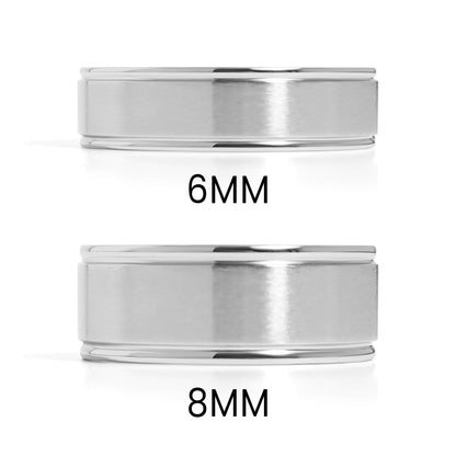 Stainless Steel Blank Ring Brushed Center Grooved Edge