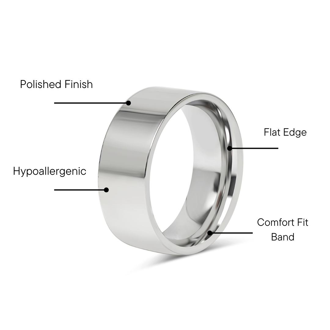 Stainless Steel Polished Flat Blank Ring