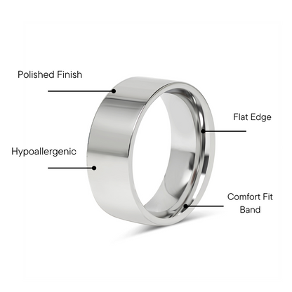 Stainless Steel Polished Flat Blank Ring
