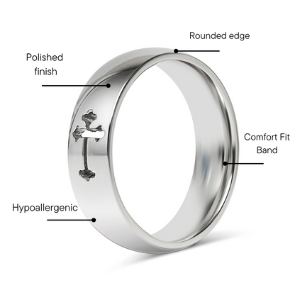 Stainless Steel Cross Cutout Polished Ring