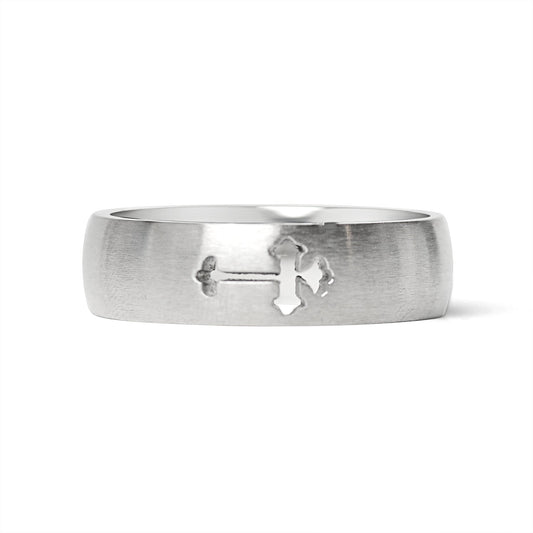 Stainless Steel Cross Cutout Brushed Blank Ring