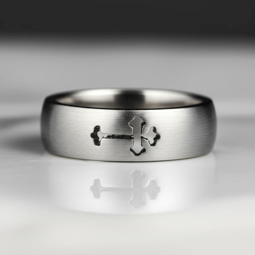 Stainless Steel Cross Cutout Brushed Blank Ring
