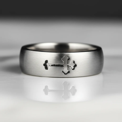 Stainless Steel Cross Cutout Brushed Blank Ring