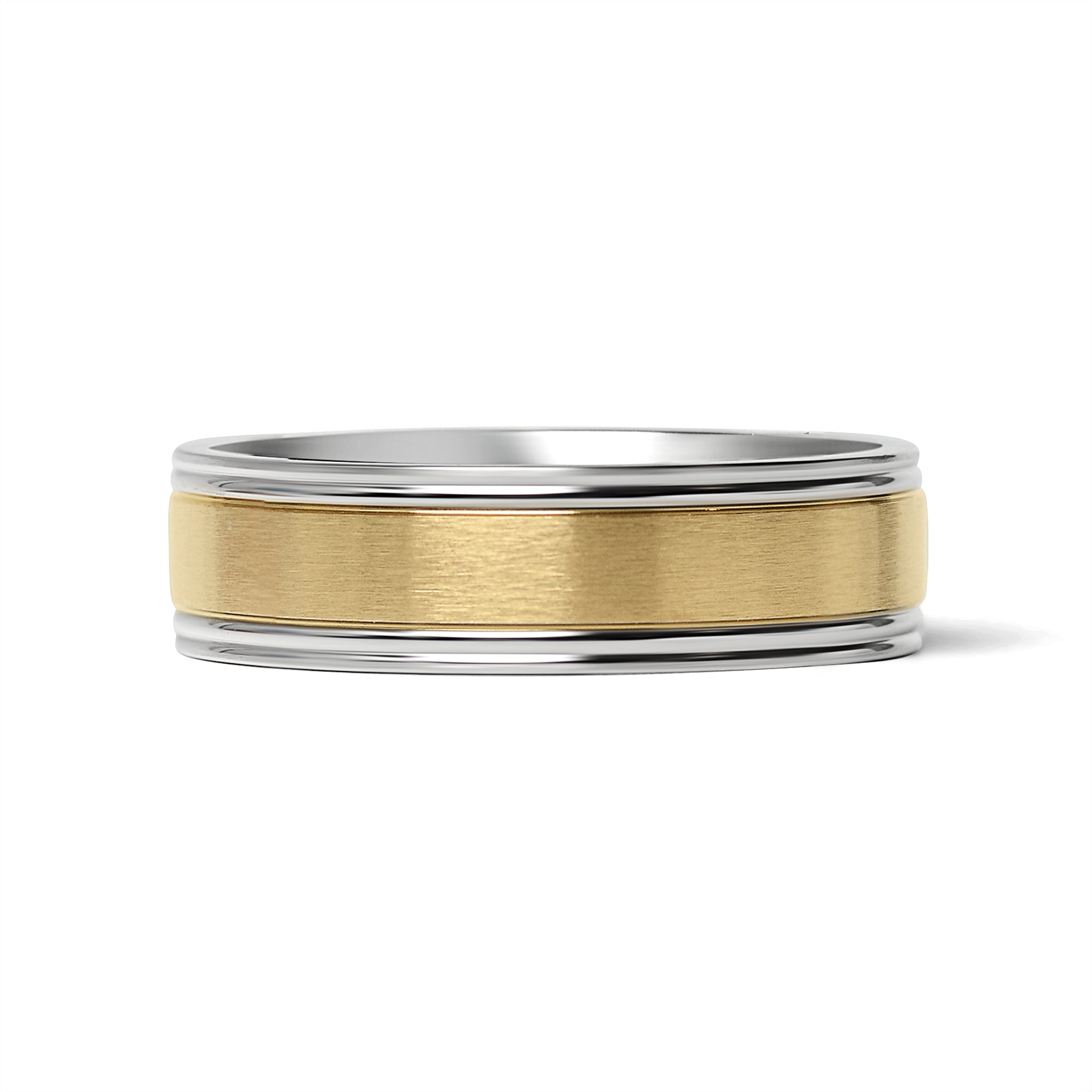 18K Gold PVD Center Stainless Steel Ring