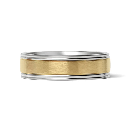 18K Gold PVD Center Stainless Steel Ring