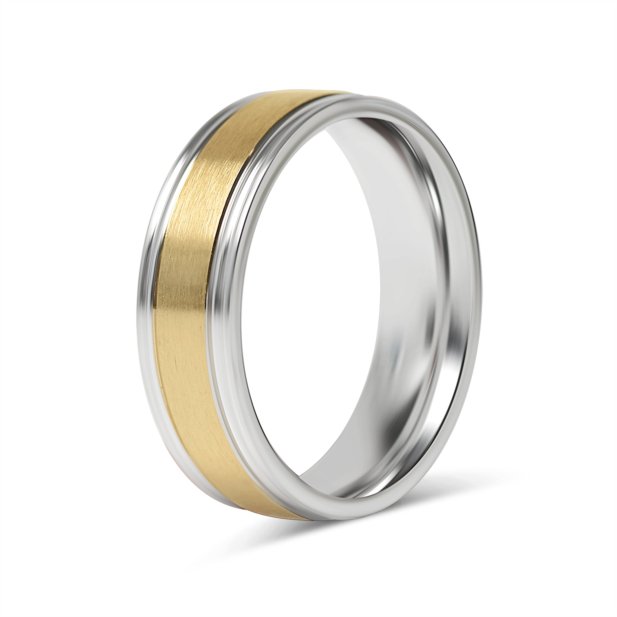 18K Gold PVD Center Stainless Steel Ring