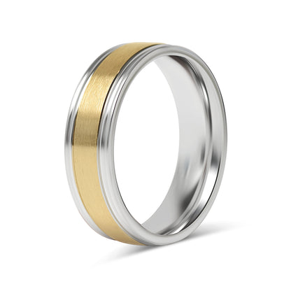 18K Gold PVD Center Stainless Steel Ring