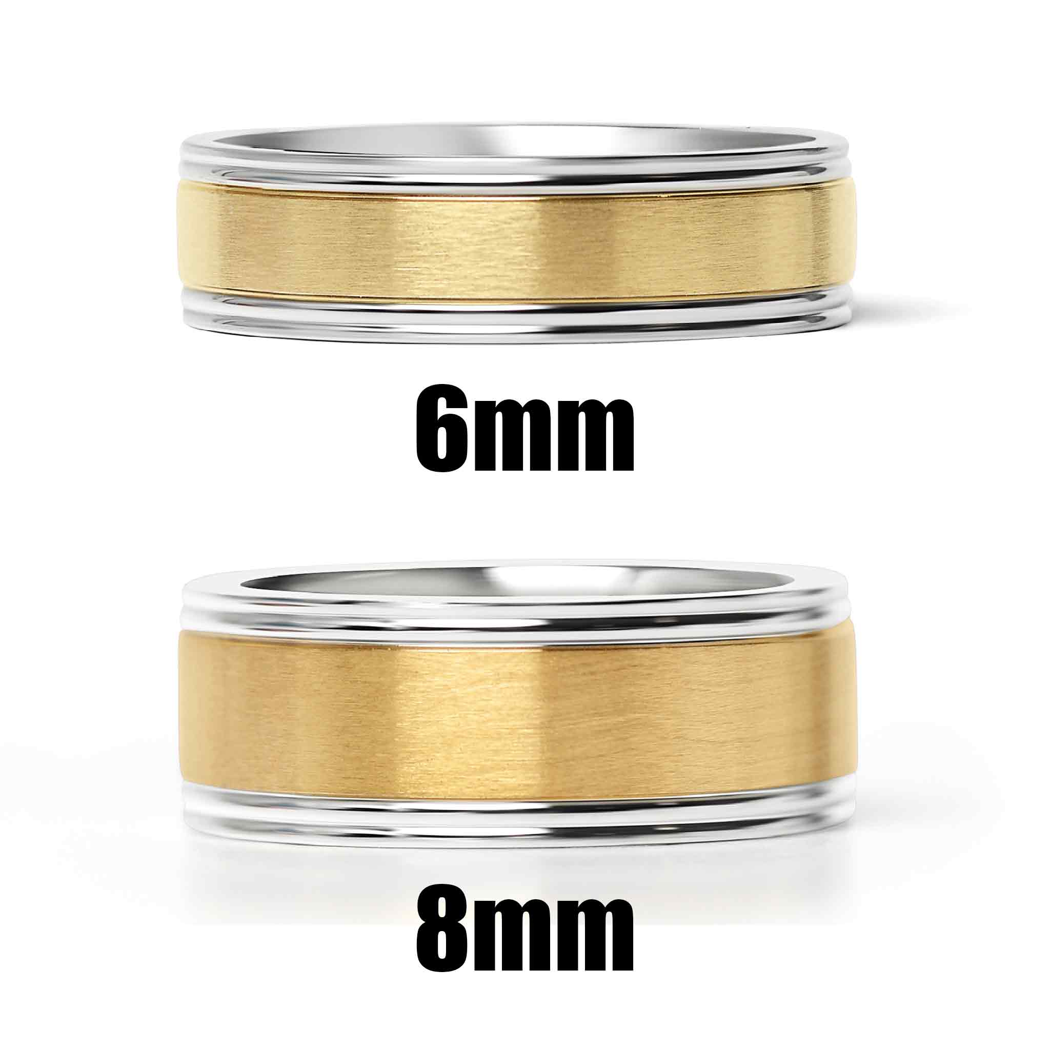 18K Gold PVD Center Stainless Steel Ring