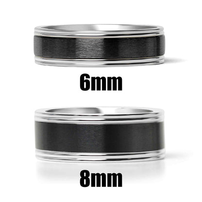 Stainless Steel Black Center Blank Ring
