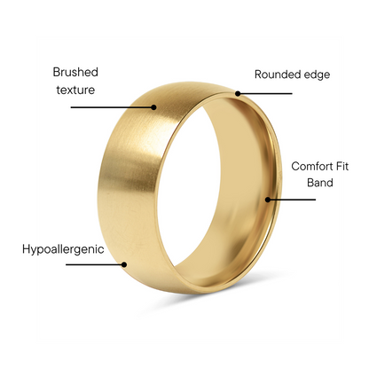 18K Gold PVD Stainless Steel Brushed Matte Blank Ring