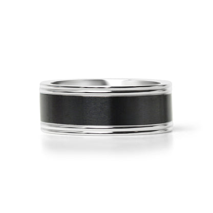 Stainless Steel Black Center Blank Ring