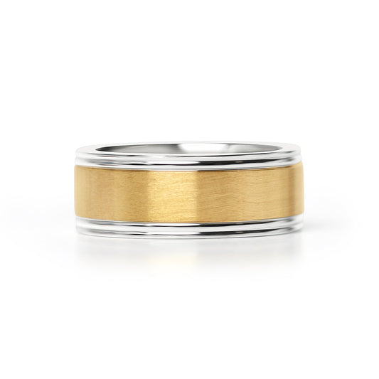 18K Gold PVD Center Stainless Steel Ring