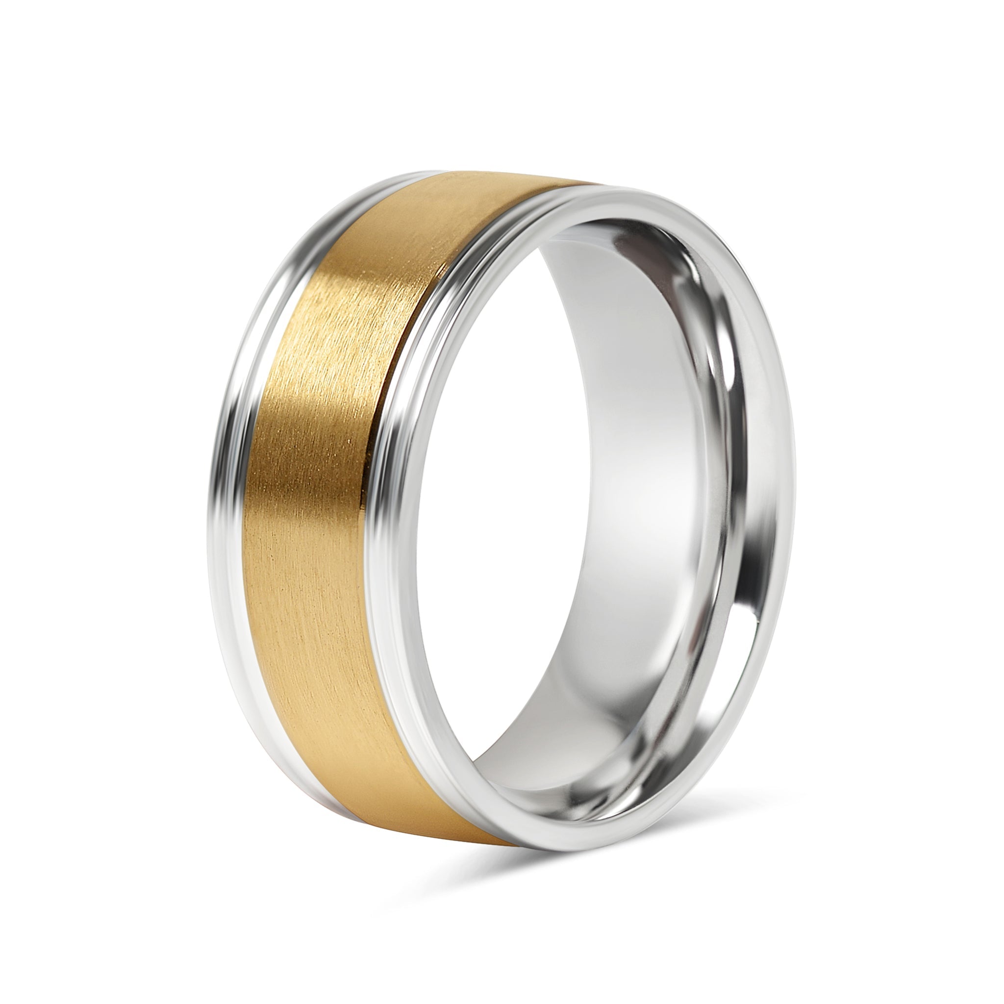 18K Gold PVD Center Stainless Steel Ring