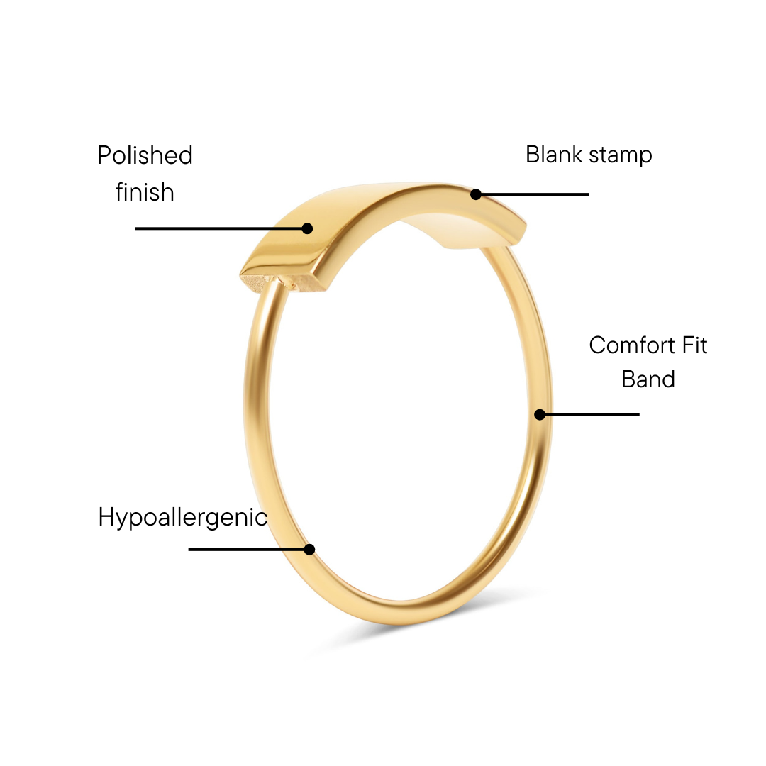18K Gold PVD Stainless Steel Blank Stamping Ring