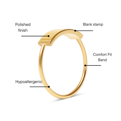 18K Gold PVD Stainless Steel Blank Stamping Ring