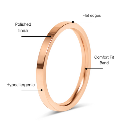 18K Rose Gold PVD Stainless Steel Flat Ring