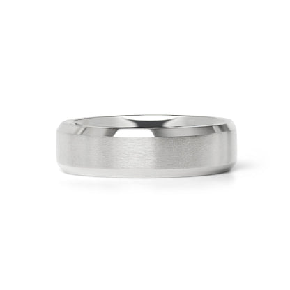 Stainless Steel Brushed Beveled Edge Blank Ring