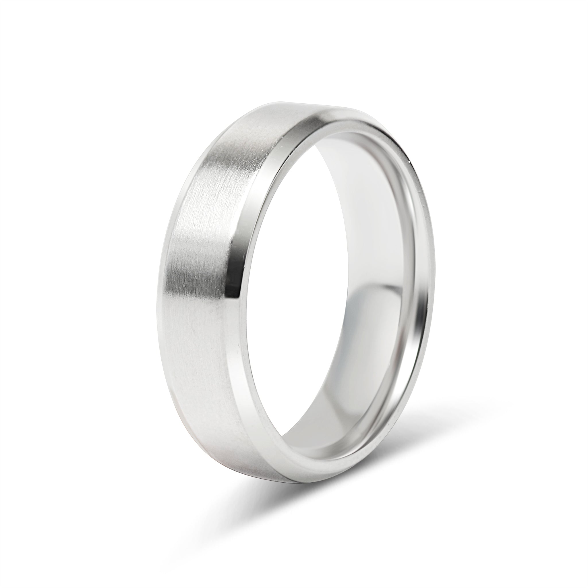 Stainless Steel Brushed Beveled Edge Blank Ring