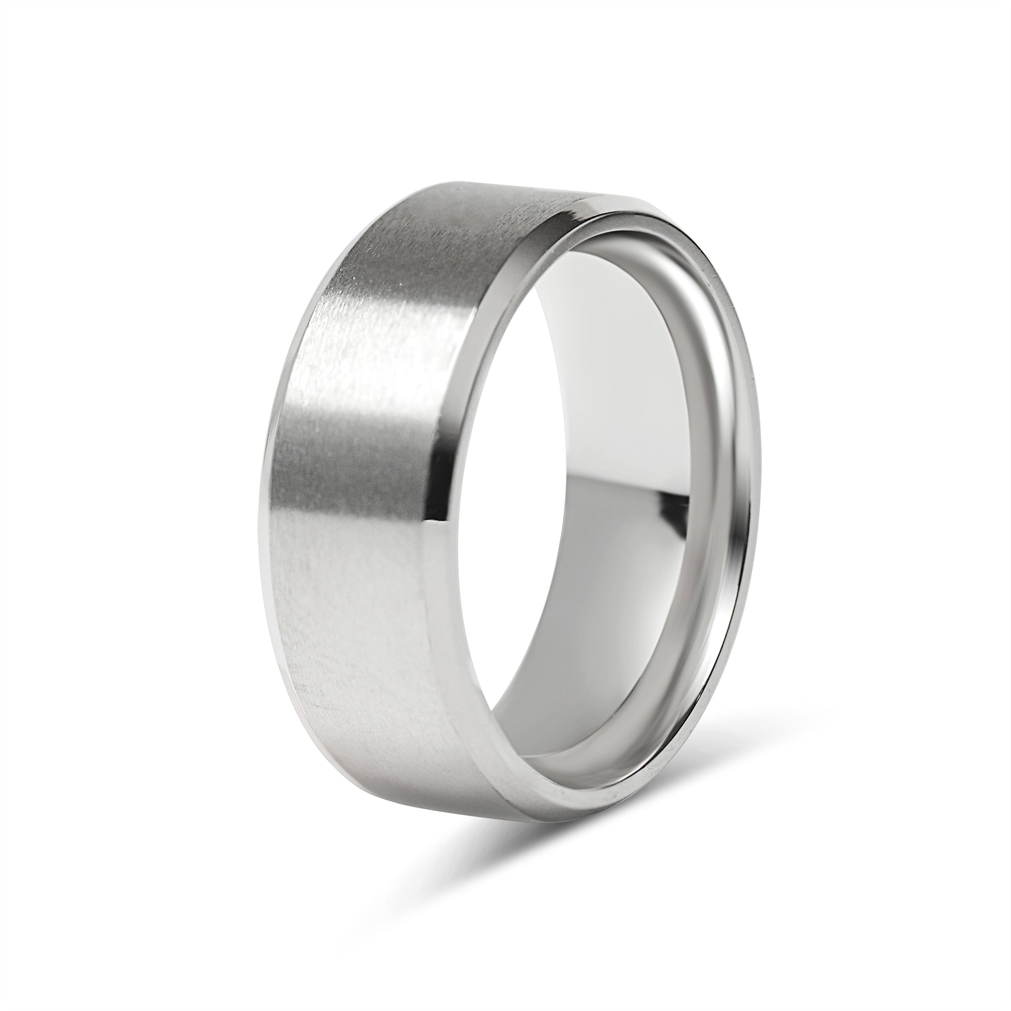 Stainless Steel Brushed Beveled Edge Blank Ring