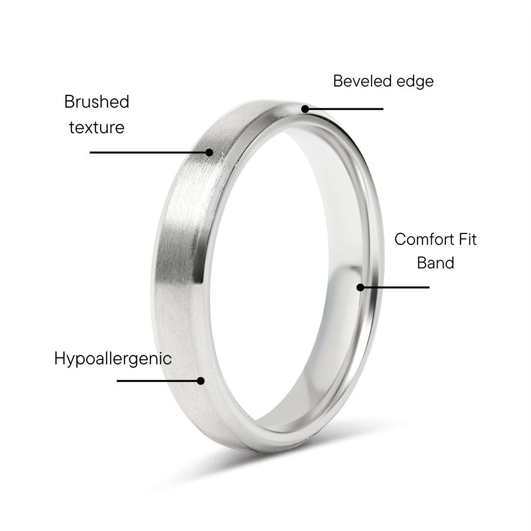 Stainless Steel Brushed Beveled Edge Blank Ring