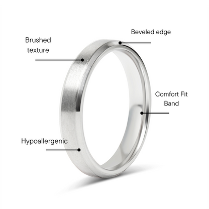 Stainless Steel Brushed Beveled Edge Blank Ring