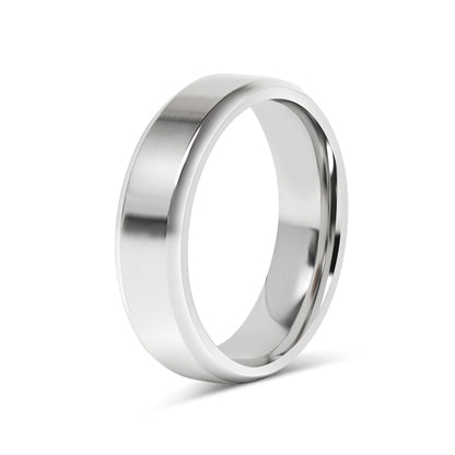 Stainless Steel Polished Beveled Edge Blank Ring
