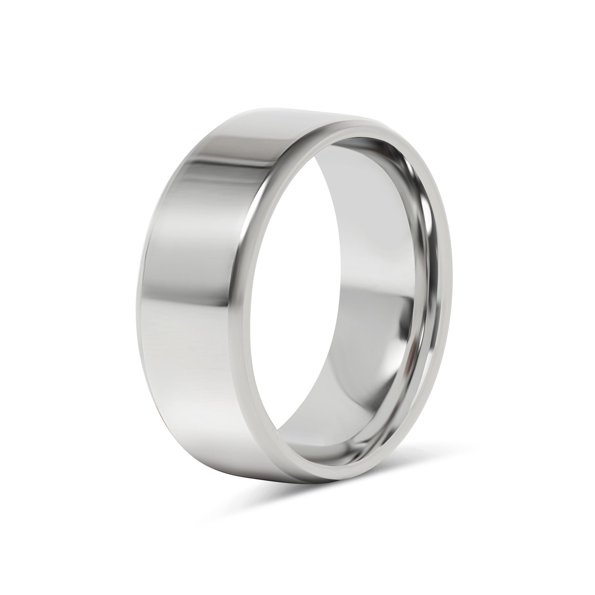 Stainless Steel Polished Beveled Edge Blank Ring