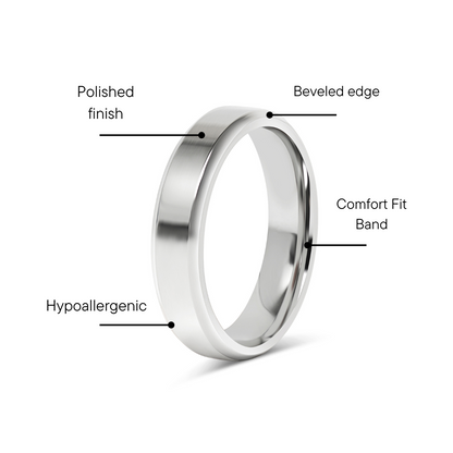 Stainless Steel Polished Beveled Edge Blank Ring