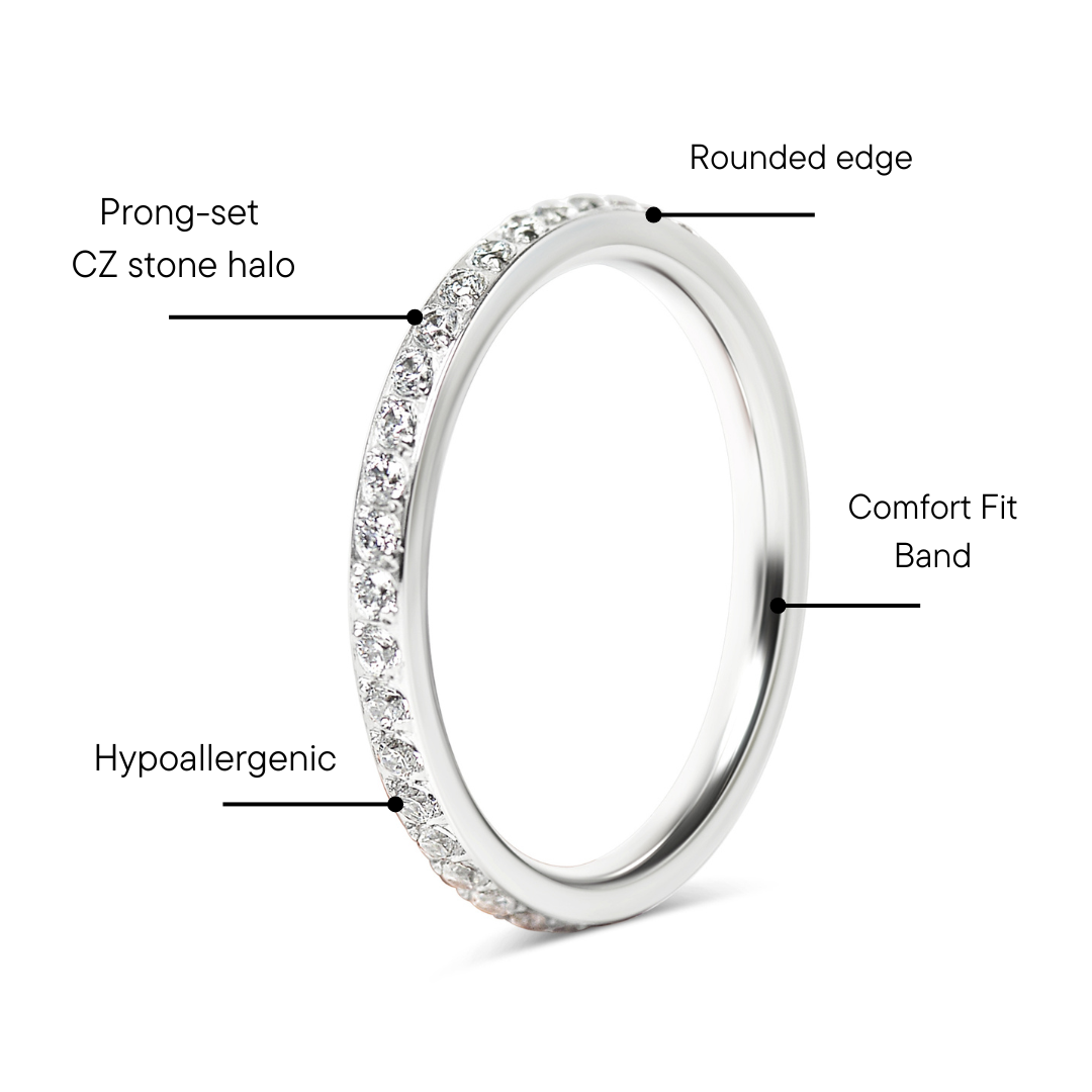 Stainless Steel CNC Machine 4-Prong Set CZ Ring