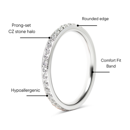 Stainless Steel CNC Machine 4-Prong Set CZ Ring