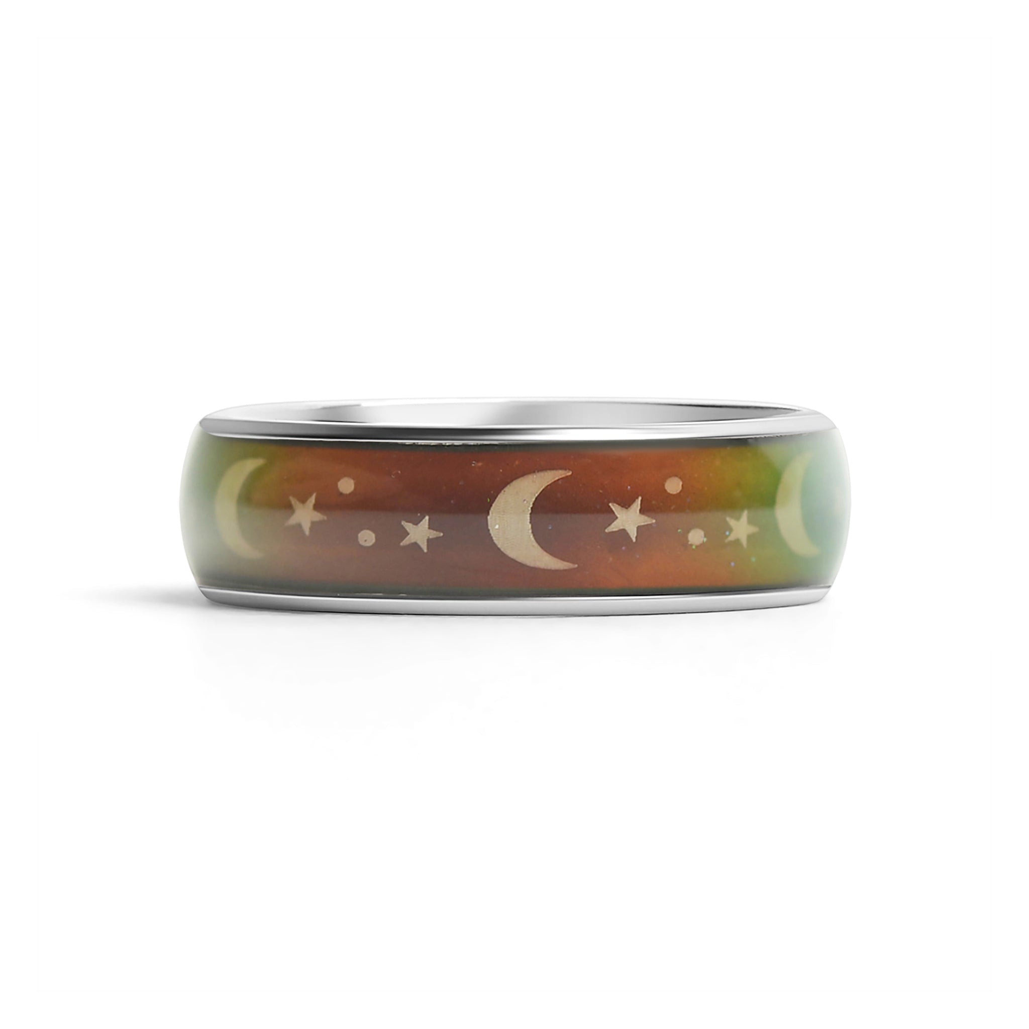 Stainless Steel Mood Band With Stars And Moons Ring